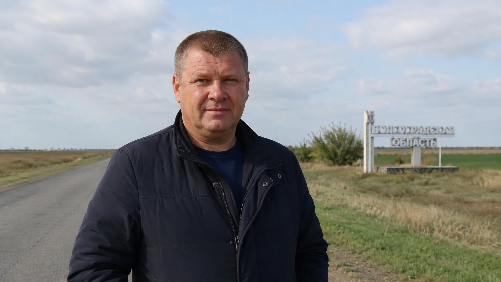 Vitalij Brylev on a rural road in the Volgograd Region