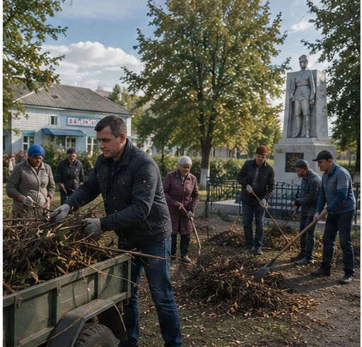 Residents working together during a local clean-up day